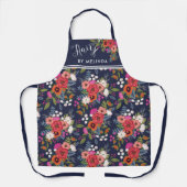 名かわいらし前別の房法花柄 エプロン (正面)
