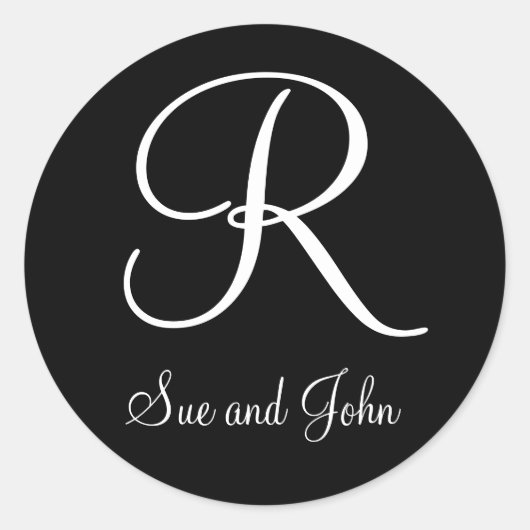 名と最後のイニシャルホワイトモノグラムR ラウンドシール (正面)