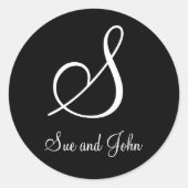 名と最後のイニシャルホワイトモノグラムS ラウンドシール (正面)