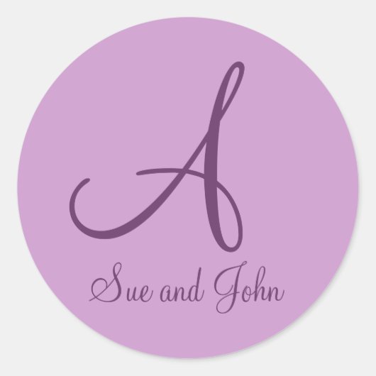 名と最後のイニシャルMauve A ラウンドシール (正面)