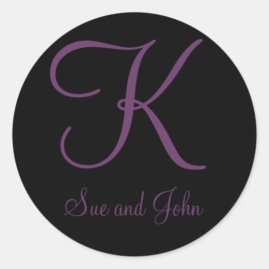 名と最後のイニシャルMauve Monogram K ラウンドシール (正面)