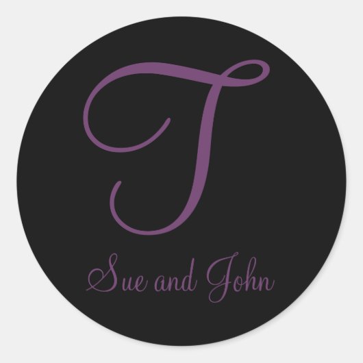 名と最後のイニシャルMauve Monogram T ラウンドシール (正面)