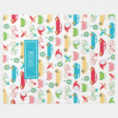 名の付いた小さな少年の車のパターン フリースブランケット (正面(横))