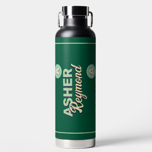 名の繰り返し | モノグラムオングリーン ウォーターボトル (正面)