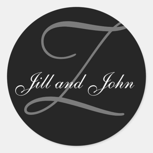 名の黒いステッカーと名字のイニシャルZ ラウンドシール (正面)