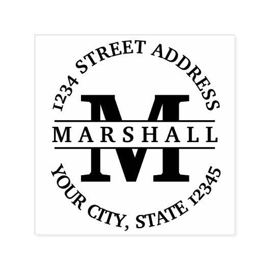 名はっきりした前と差出人住所付きイニシャル セルフインキングスタンプ (デザイン)