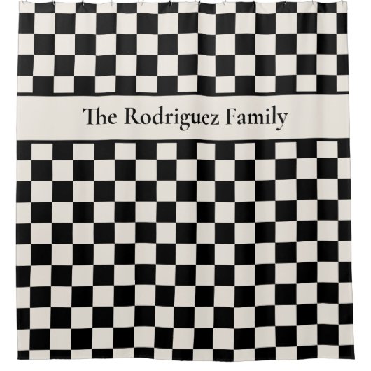 名はっきりした前のク市松模様にロークのパターン シャワーカーテン (正面)