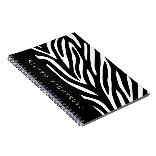 名はっきりした前のサファリテーマのゼブラ縞 ノートブック (右側)