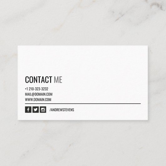 名はっきりした前のミニマモダンリスト 名刺 (裏面)