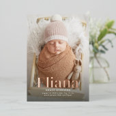 名はっきりした前シンプル1号写真誕生のお知らせ 箔招待状 (立ち正面)