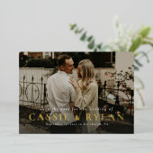 名はっきりした前シンプル1枚の写真に日付を保存 箔招待状 (立ち正面)