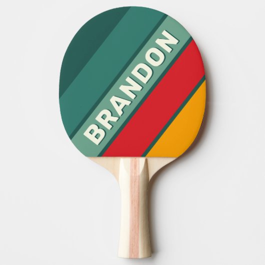 名はっきりした前ストライプの付き緑 卓球ラケット (正面)