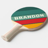 名はっきりした前ストライプの付き緑 卓球ラケット (正面アングル)