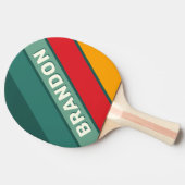 名はっきりした前ストライプの付き緑 卓球ラケット (横)