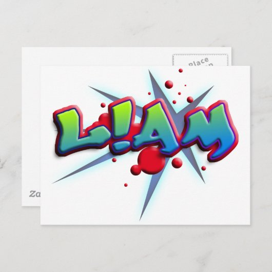 名はリアムで、i のところは ! ポストカード (正面/裏面)