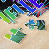 名は「MICHELLE」、おもしろいは「ハッピーバースデー」 ジグソーパズル (側面)