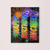 名は「MICHELLE」、おもしろいは「ハッピーバースデー」 ジグソーパズル (縦)