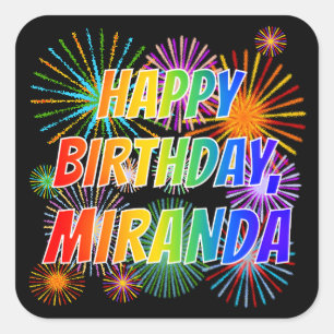 名は「MIRANDA」、おもしろいは「ハッピーバースデー」 スクエアシール