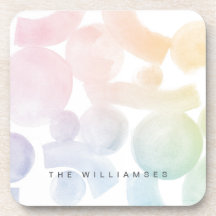 名よくはしゃぐ前付き水彩模様コースター