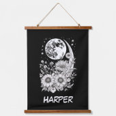 名を冠カスタマイズした黒月 吊り下げ型タペストリー (正面)