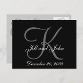 名イニシャルモノグラム日付カードの保存 案内ポストカード (正面/裏面)