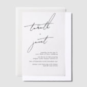 名エレガントスタイリッシュ前結婚名 ベラム紙招待状 (オフセット)