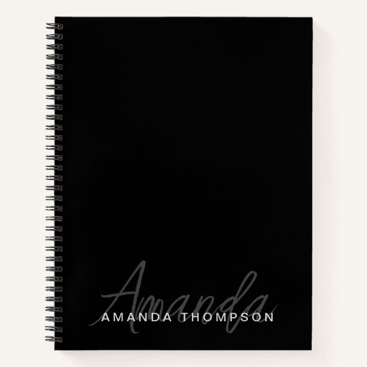 名エレガントパーソナライズされたモダン前モノグラム ノートブック (正面)