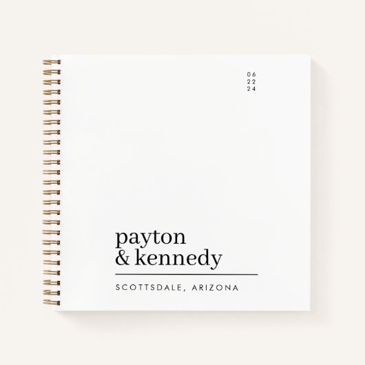 名エレガントパーソナライズされた前のイベント計結婚画 ノートブック (正面)