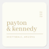 名エレガントパーソナライズされた前の計結婚画イベント スクエアシール (正面)