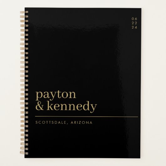 名エレガントパーソナライズされた前の計結婚画イベント プランナー手帳 (正面)