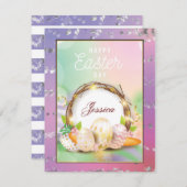 名エレガントパーソナライズされた名ハッピーイースター日 シーズンカード (正面/裏面)