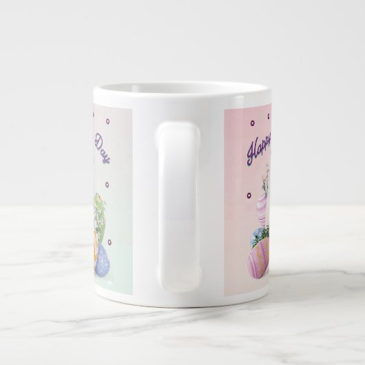 名エレガントパーソナライズされた名ハッピーイースター日 ジャンボコーヒーマグカップ (裏面)