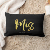 名エレガントフェイク金ゴールド恋しく思黒ストライプい文字 ランバークッション (ブランケット)