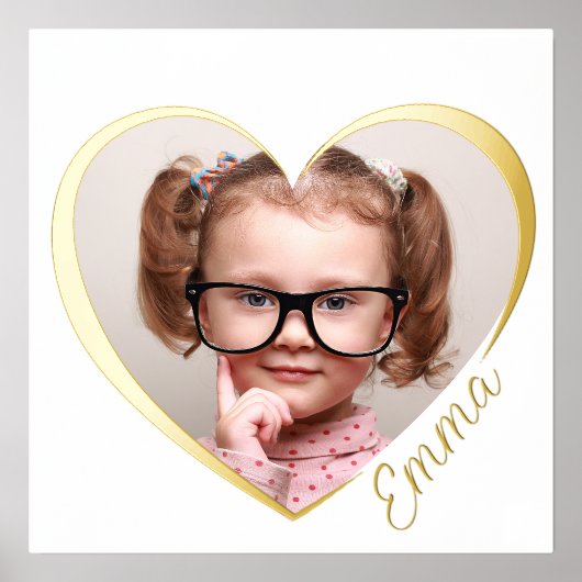 名エレガントミニマル金ゴールド付きハート写真 箔ポスター (正面)