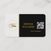 名エレガントモノグラムの、署名/QRコード 名刺 (正面)