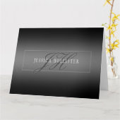 名エレガント前とモノグラムのイニシャル |黒とグレー カード (黄色い花)
