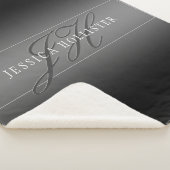 名エレガント前とモノグラムのイニシャル |黒とグレー シェルパブランケット (3/4)