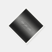 名エレガント前とモノグラムのイニシャル |黒とグレー スタンダードカクテルナプキン (角)