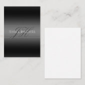 名エレガント前とモノグラムのイニシャル |黒とグレー ノートカード (正面/裏面)