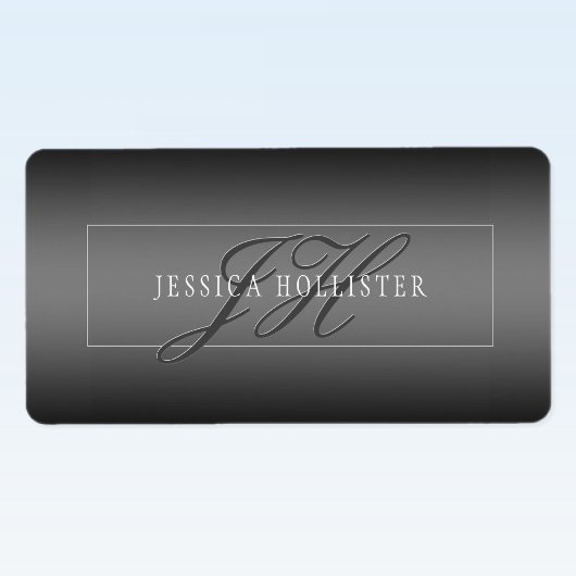 名エレガント前とモノグラムのイニシャル |黒とグレー ラベル