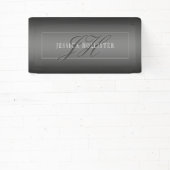 名エレガント前とモノグラムのイニシャル |黒とグレー 横断幕 (インサイチュ)