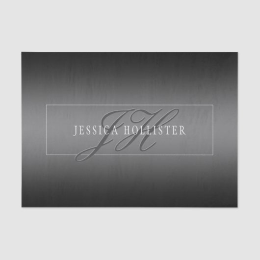 名エレガント前とモノグラムのイニシャル |黒とグレー 薄葉紙 (正面)