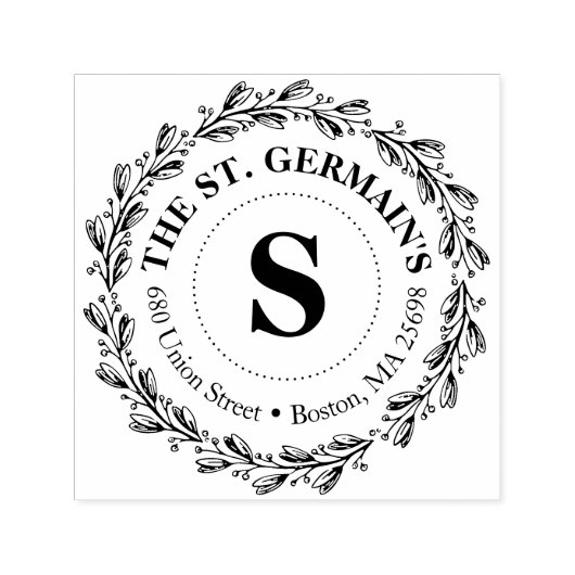 名エレガント前と住所のモノグラム セルフインキングスタンプ (デザイン)