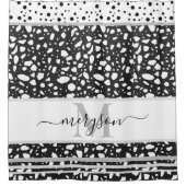 名エレガント前と白モノグラムのと黒 シャワーカーテン (正面)