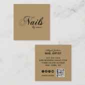 名エレガント前によるスクリプト爪、 ネイルQRコード最小化者 スクエア名刺 (正面/裏面)