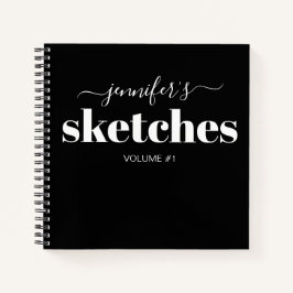 名エレガント前のパーソナライズされた黒いSketchbook ノートブック