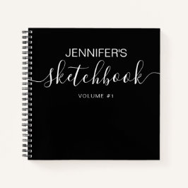名エレガント前のパーソナライズされた黒いSketchbook ノートブック