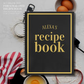 名エレガント前の黒と金ゴールド空白ののレシピ本 ノートブック