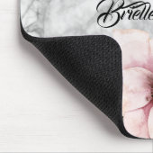 名エレガント前の黒大理石ピンクフローラ マウスパッド (コーナー)