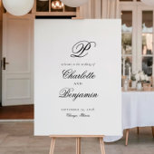 名エレガント前イニシャルの結婚ウェルカムサイン ポスター